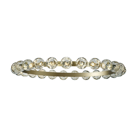 Murané R 25 ring chandelier with textured Smoke Grey glass spheres on a slim Brushed Champagne ring, integrated LED, shown on a plain white background.