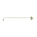 Blux W125 Plug-in wall light in beige, with a long slim arm extending from a round wall mount to a single dome shade, shown on a plain white background.