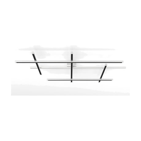 Hilow LED ceiling light with crossed white bars and black diffuser frames forming an open linear pattern, shown against a plain white background.