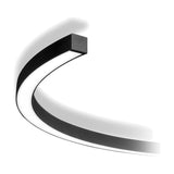Brooklyn Round 180° Aluminium Ring LED Wall & Ceiling Light, 100cm, a curved black ribbed fixture with integrated warm white LED strip and square mounting bracket, shown on a plain white background.