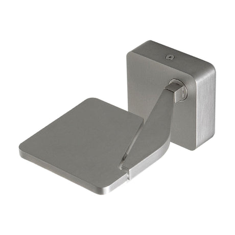 Jackie Aluminium LED Wall Light in brushed silver, with a square wall plate, angled arm and flat square head, shown adjustable on a plain white background.