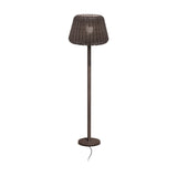 Ralph 35 outdoor floor lamp with woven drum shade, slim pole and round disc base in Metallic Brown, shown on a plain white background.