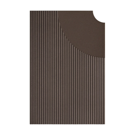 Arid Wall Light Tile in Textured Graphite Brown, a rectangular aluminium panel with fine ribbed lines and a curved cut-out corner, shown on a plain white background.