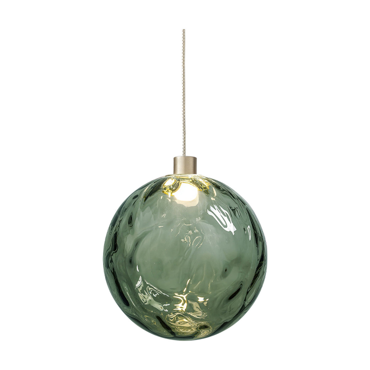 Murané Forest Green Glass Sphere Pendant Light 18cm - Champagne