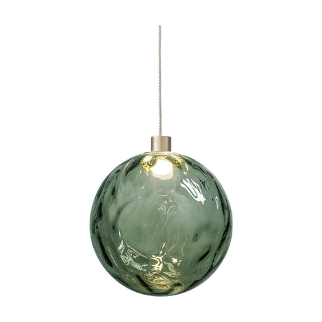 Murané Forest Green Glass Sphere Pendant Light 18cm - Champagne