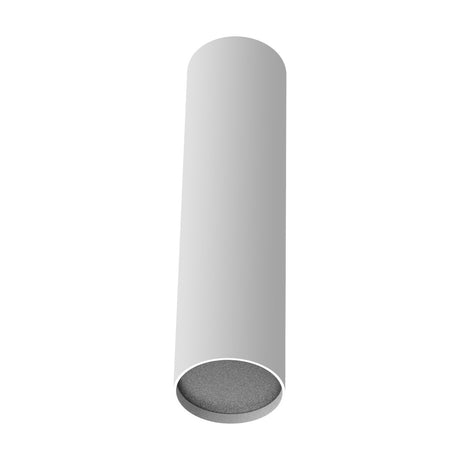 Rose Cylinder Recessed Downlight in matt white, a slim iron tube with an open end showing the GU10 lamp holder, shown on a plain white background.