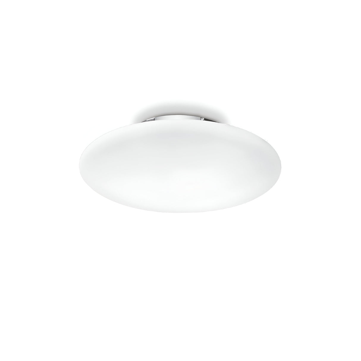 The Orlix 2 Light Ceiling & Wall Light - White, 42cm showcases a minimalist, circular design in white blown glass, making it an ideal addition to any setting. Its versatile and elegant construction allows it to function as both a ceiling and wall light, providing a smooth, dome-shaped silhouette against a simple white backdrop.