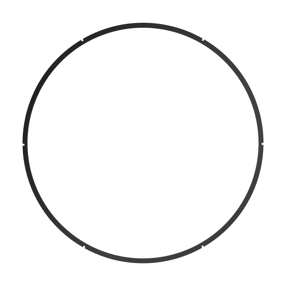 Rose Circular Chandelier Frame in matt black, a slim round brass ring lighting accessory with small mounting notches, shown on a plain white background.