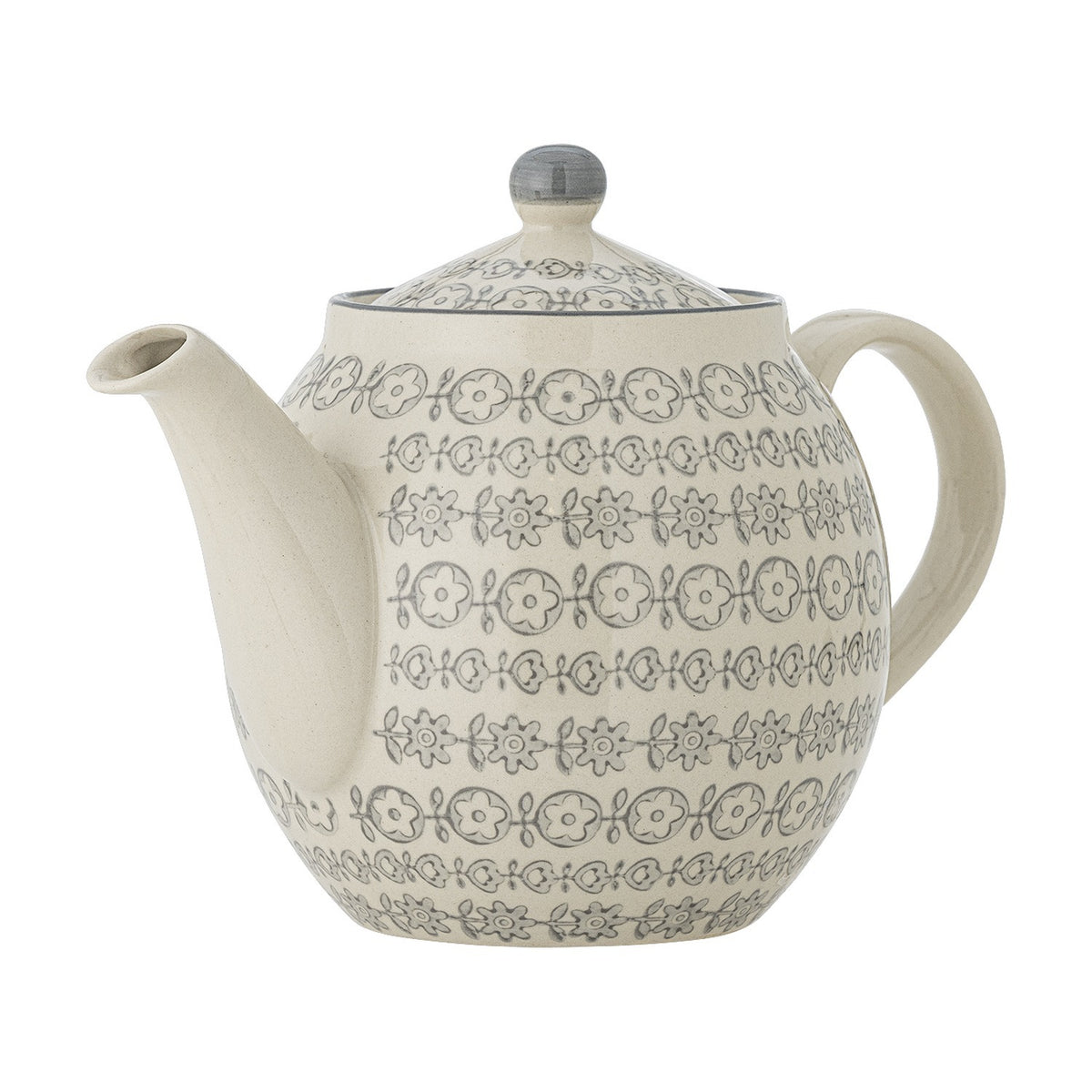 Karine Floral Stoneware Teapot 900ml - Cream