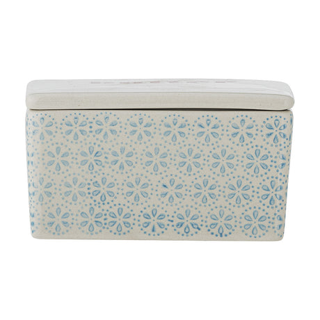 Patrizia Floral Stoneware Butter Dish - Blue