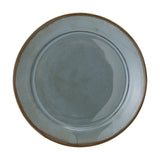 Pixie Stoneware Side Plate in grey, 20cm round with a wide flat rim and brown-edged reactive glaze, shown from above on a plain white background.