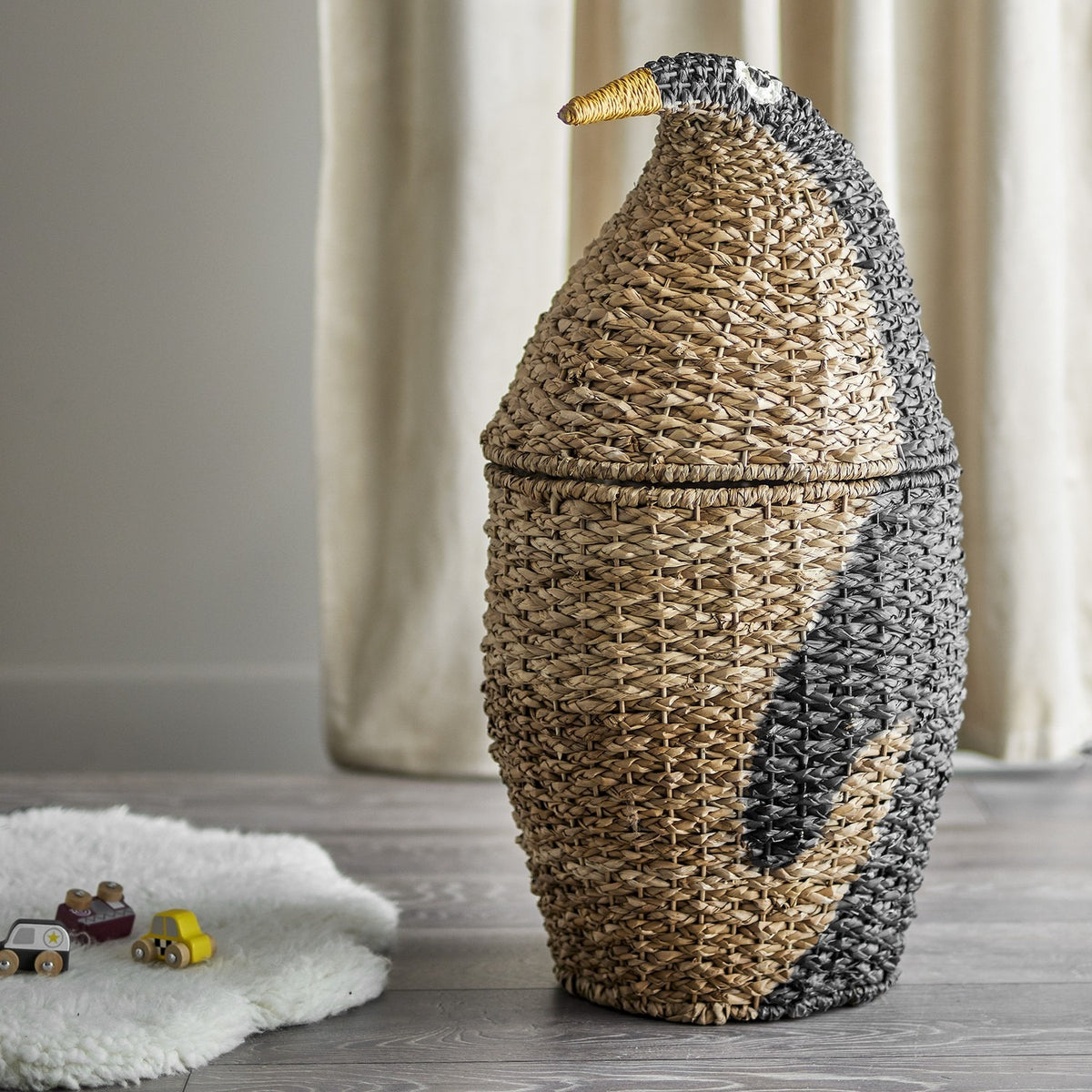 Tazia Penguin Basket with Lid - Black