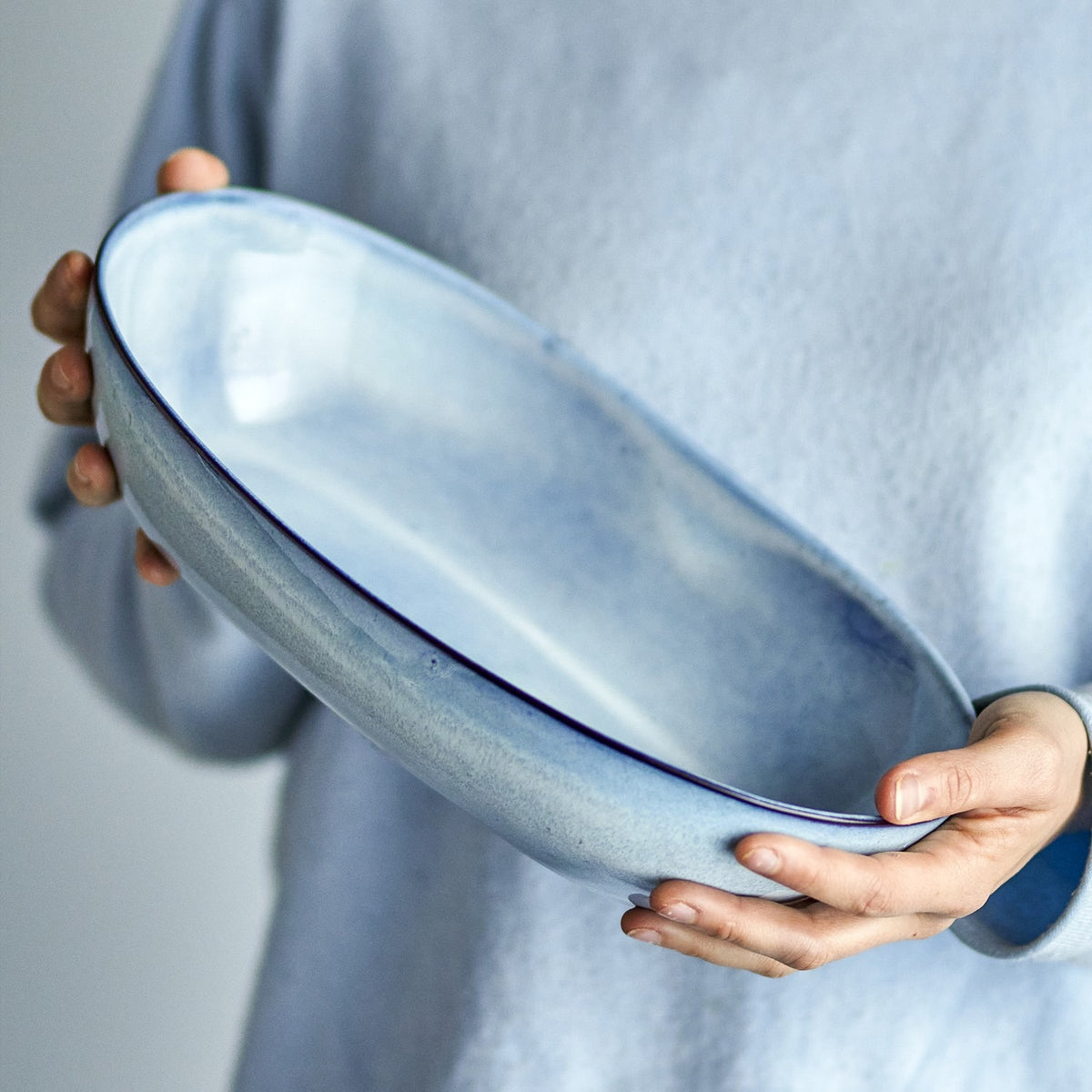 Sandrine Stoneware Bowl 32x20cm - Blue