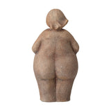 Sidsel Terracotta Ornament in brown shows the rounded standing figure from behind, with curved hips, side-swept short hair, and a textured matte finish on a plain white background.