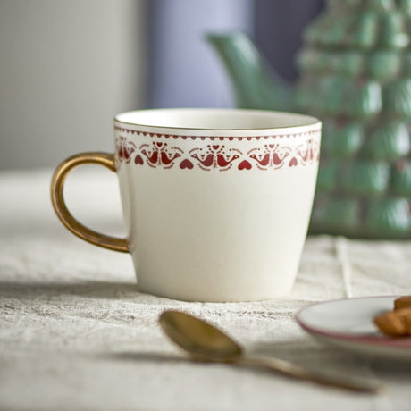 Jolly Stoneware Christmas Mugs 300ml Set of 2 - Cream