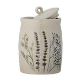 Bea Floral Stoneware Storage Jar with Lid 1300ml - Cream