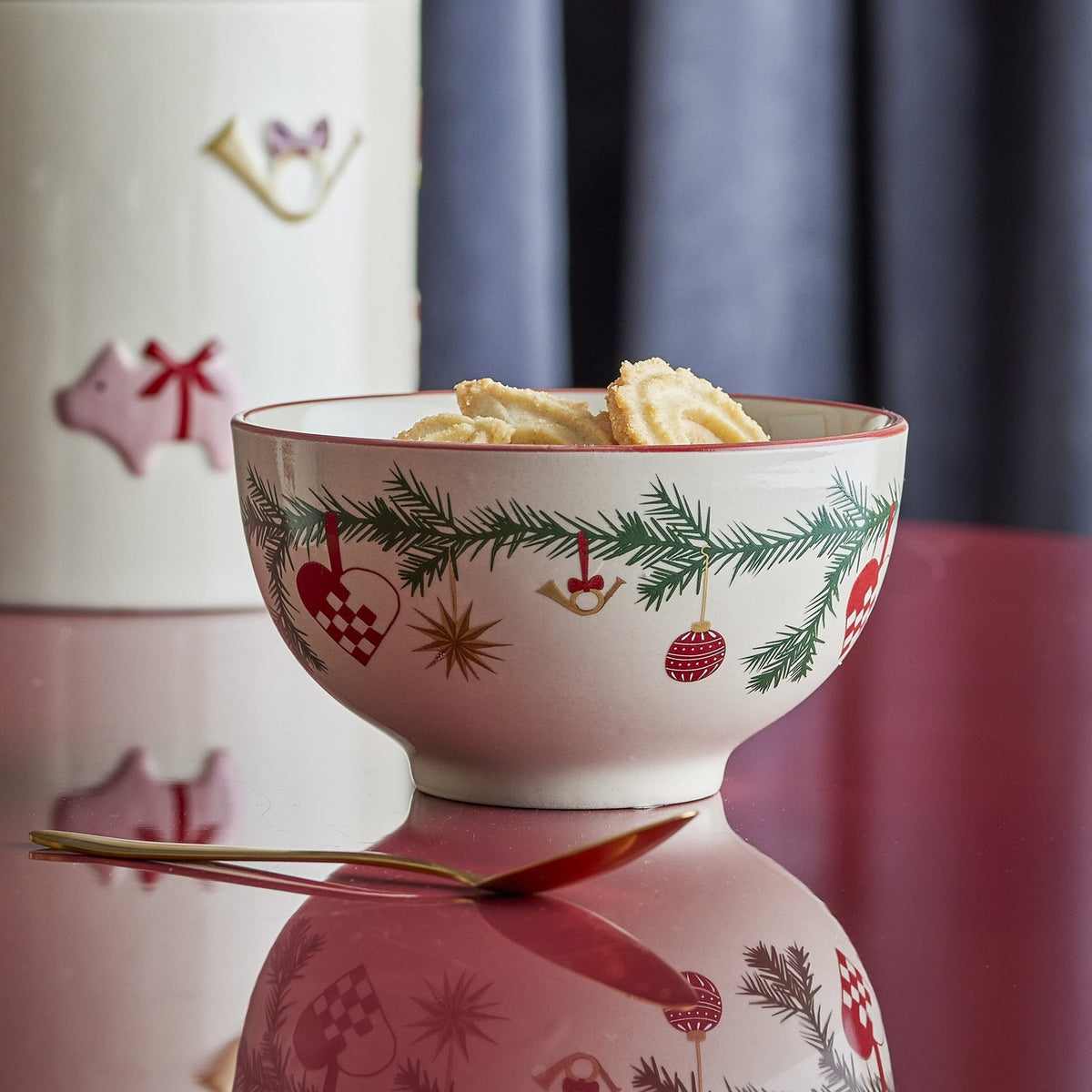 Yule Snowflake Stoneware Christmas Bowls 14cm Set of 2 - Multi