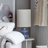 Fabiola Glass Table Lamp with Linen Shade - Blue