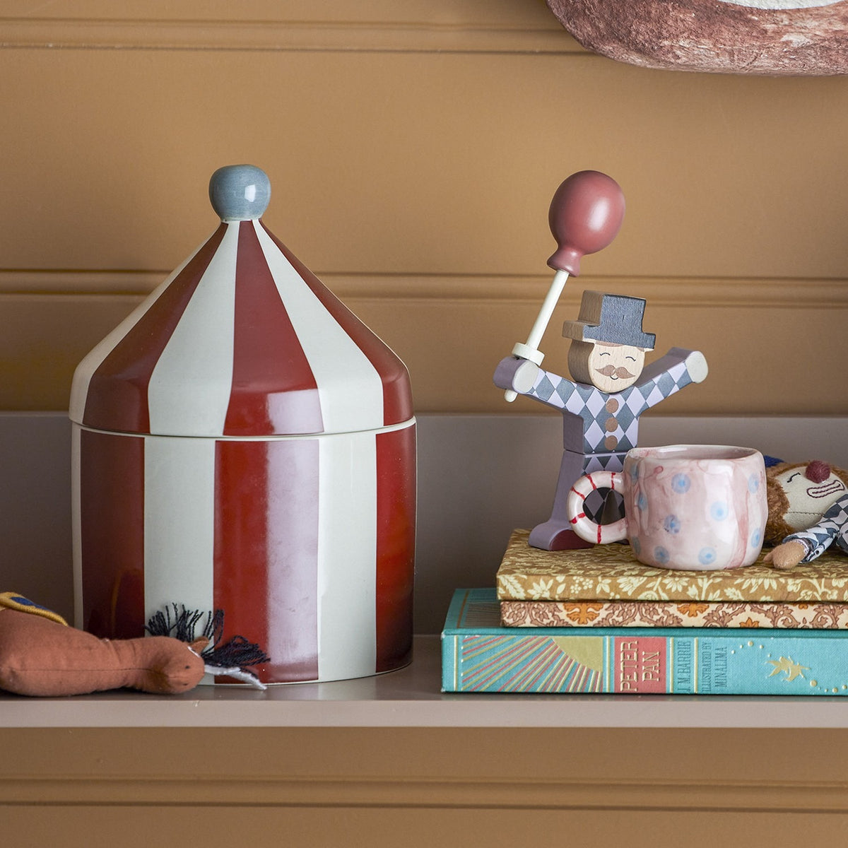 Cimmi Circus Tent Stoneware Storage Jar with Lid 1150ml - Red