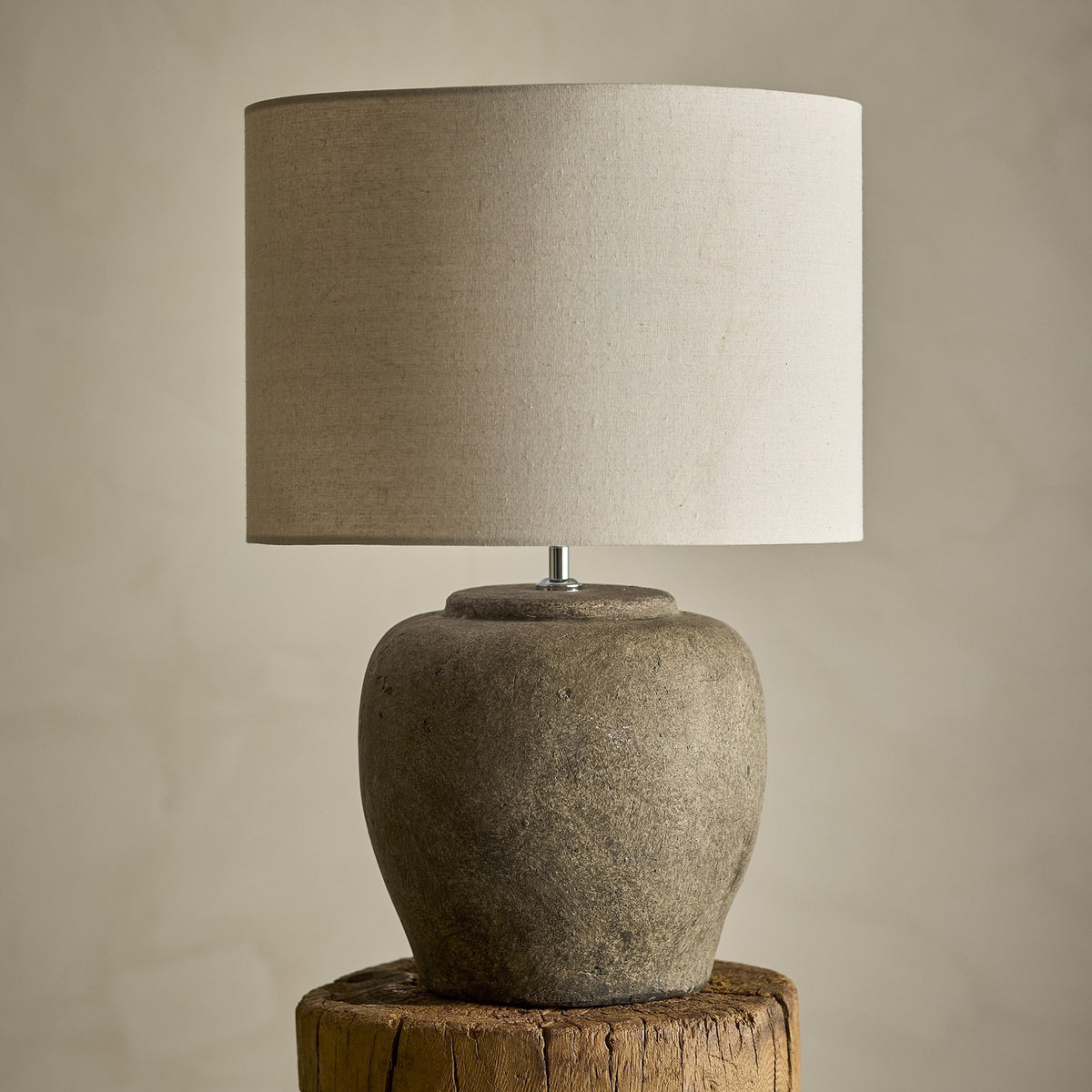 Isabelle Stoneware Table Lamp with Linen Shade - Grey