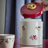 Yule Embossed Christmas Storage Jar with Lid 2300ml - Cream