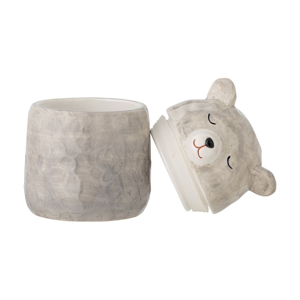 Puk Bear Stoneware Storage Jar with Lid 440ml - Grey
