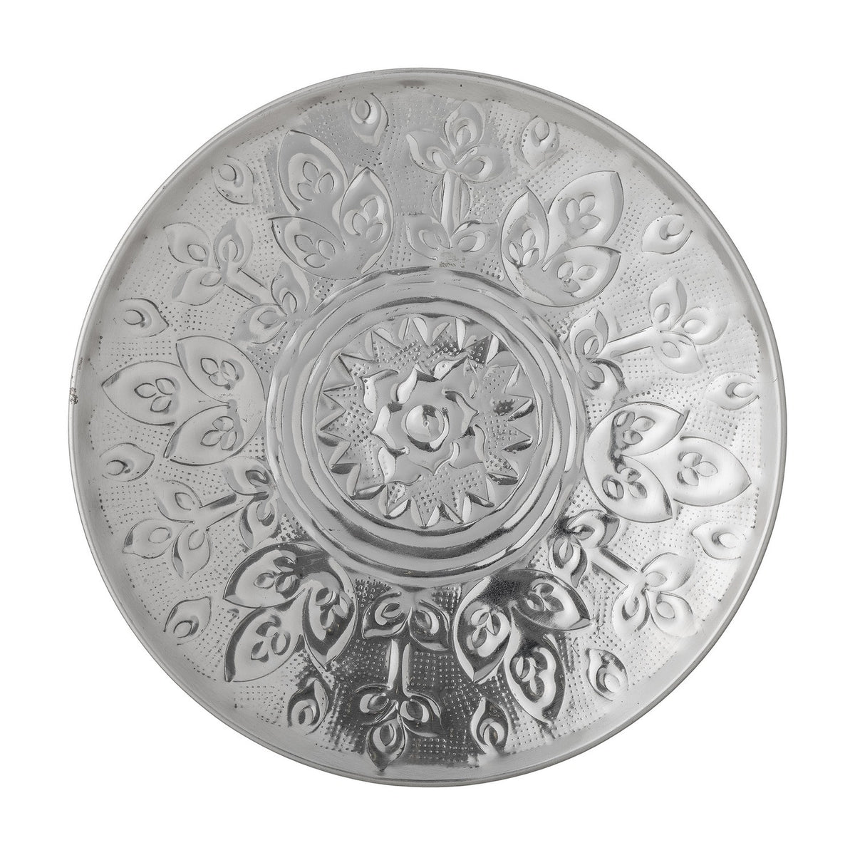 Litha Embossed Iron Tray - Silver