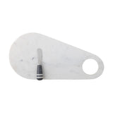 Abrielle Marble Serving Boards with Knives Set of 2 - White