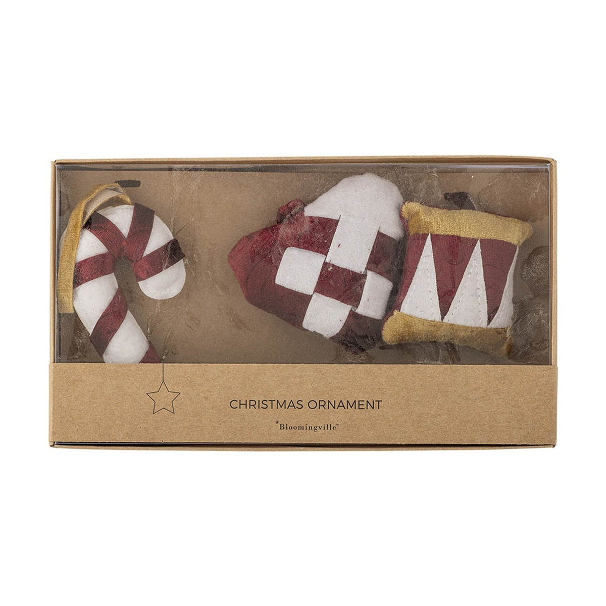 Velua Heart Christmas Tree Decorations Set of 3 - Red