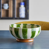 Shakti Striped Stoneware Bowl 26cm - Green