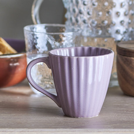 Latina Fluted Stoneware Cup 220ml - Pink