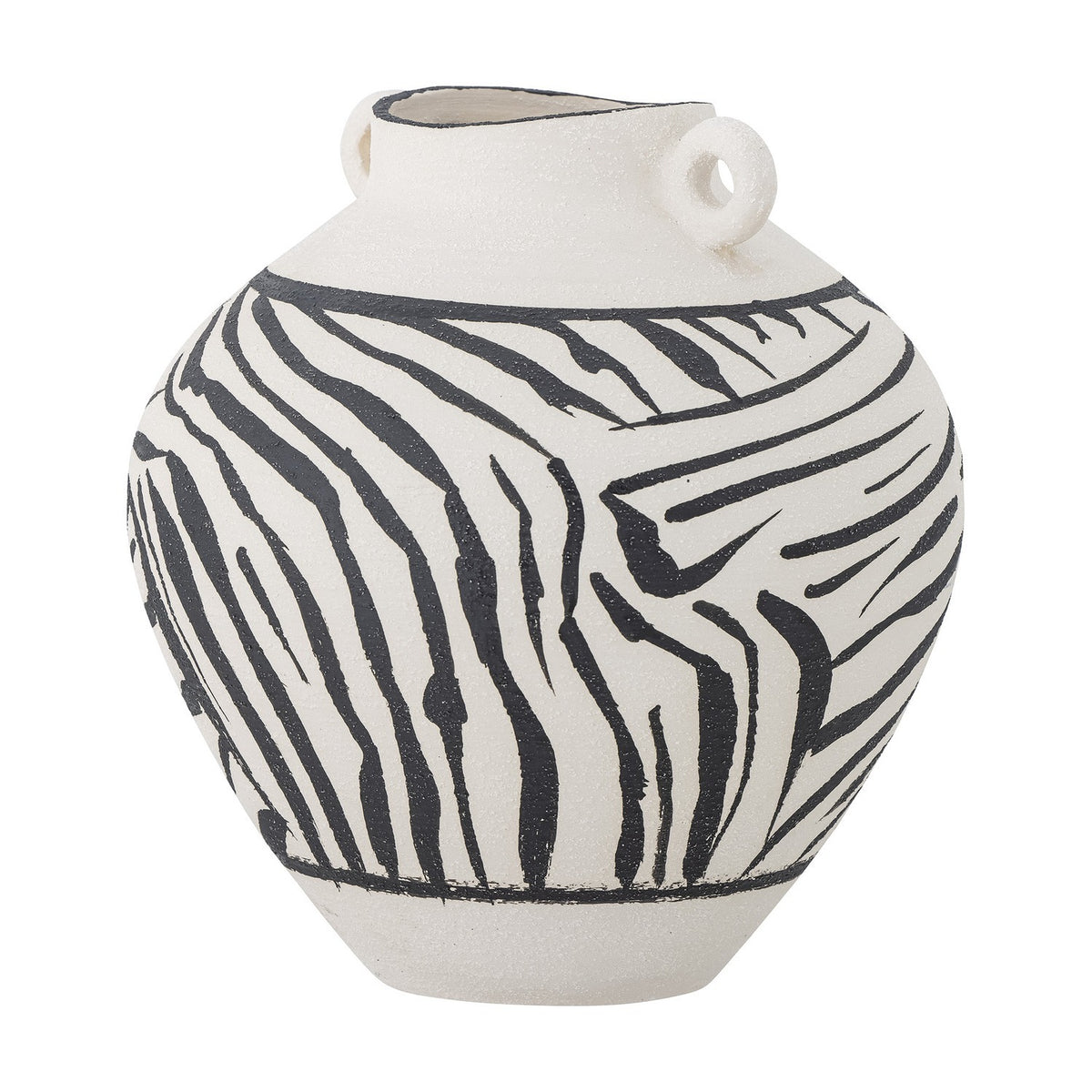 Togo Striped Stoneware Vase 26cm - White