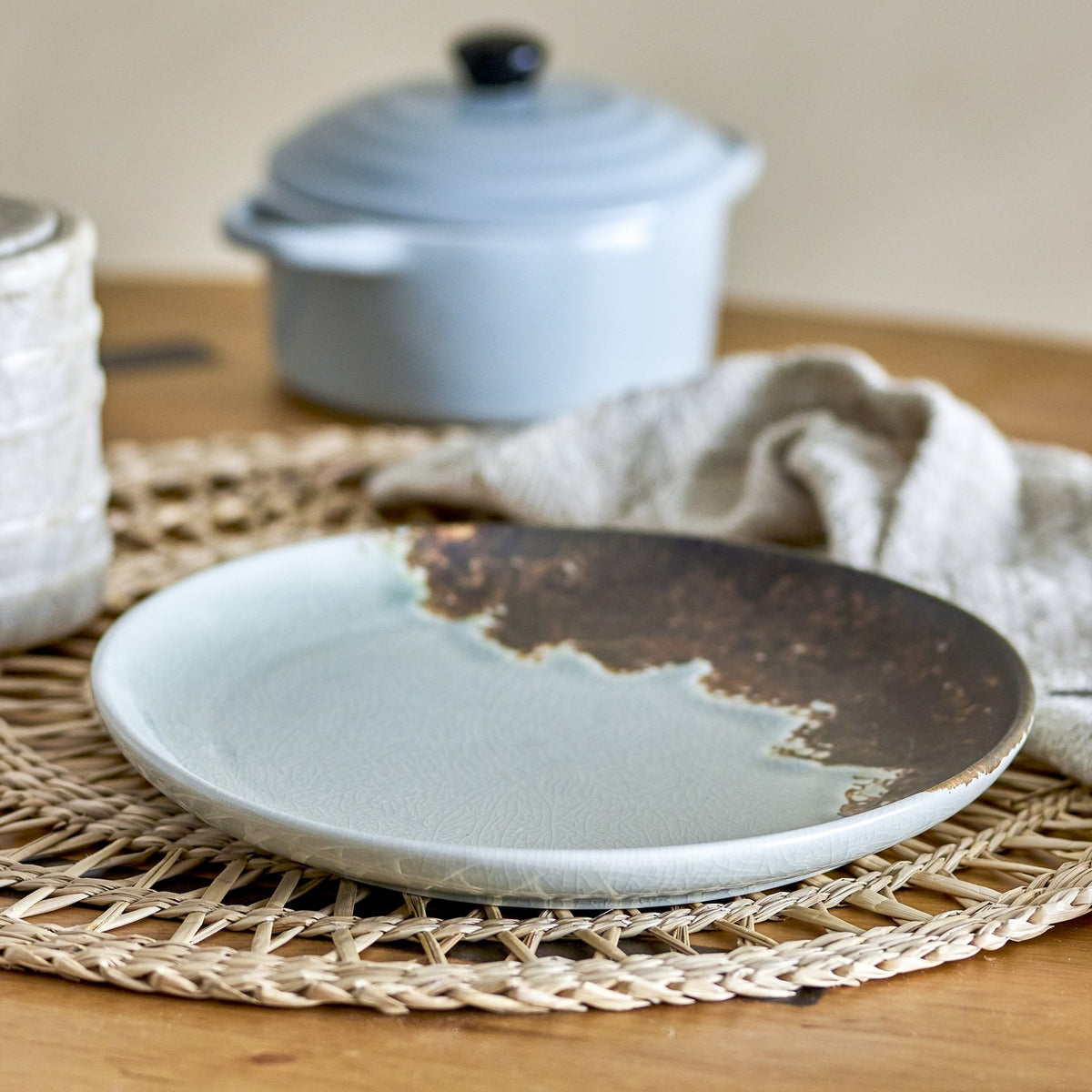 Paula Crackle Stoneware Breakfast Set of 12 - Grey