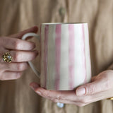 Begonia Striped Stoneware Mug 440ml - Pink