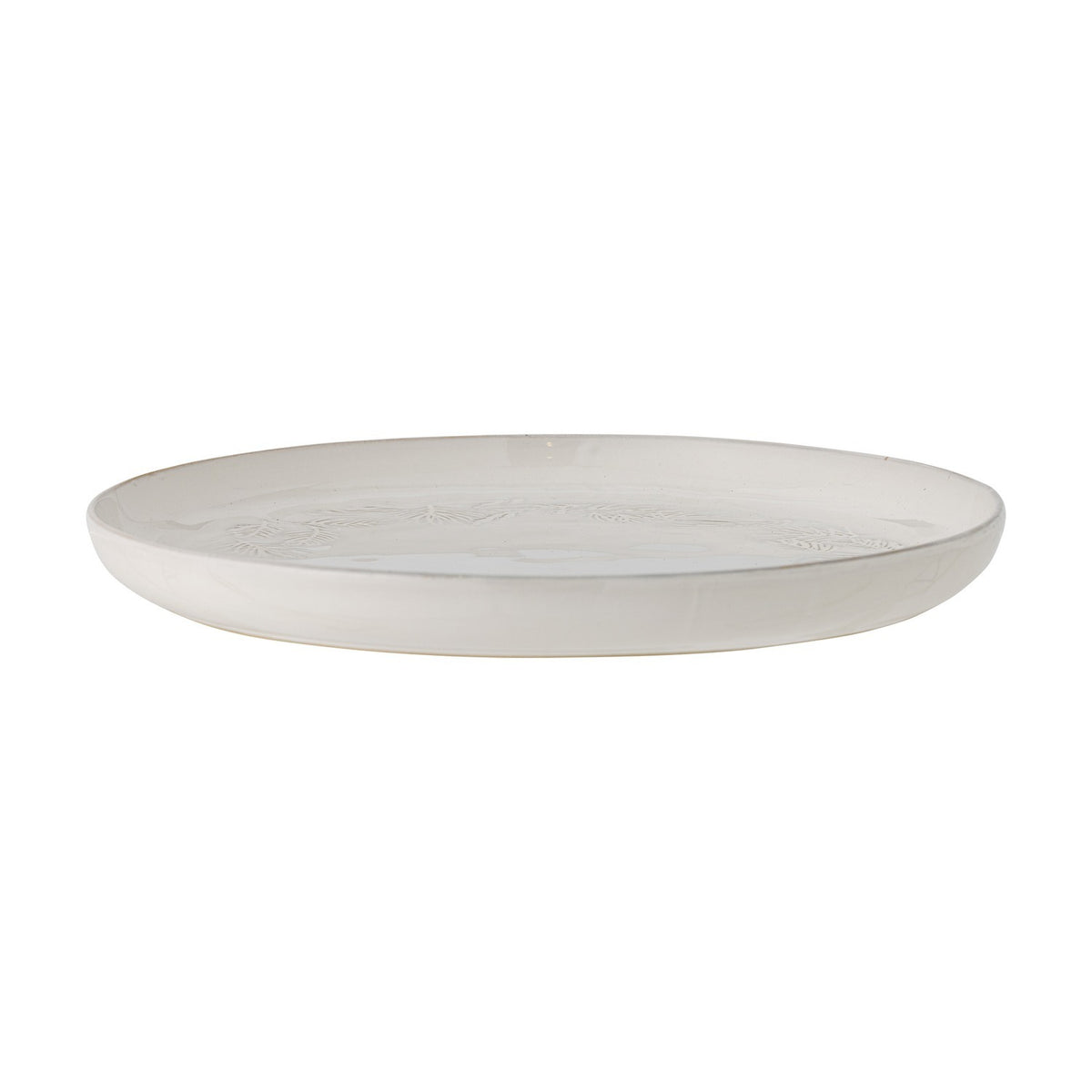 Winter Embossed Stoneware Christmas Platter 34cm - White