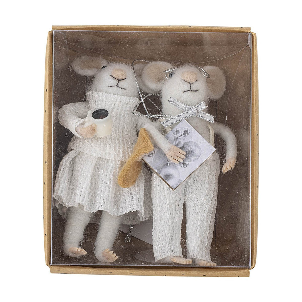 Peo Wool Christmas Tree Decorations Set of 2 - White