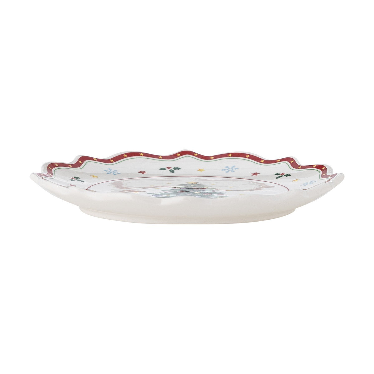 Naive Star Ceramic Christmas Plate - White