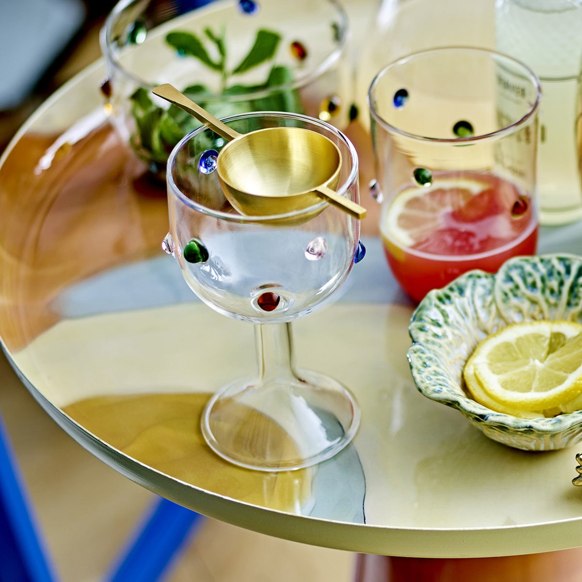 Thalia Dotted Wine Glass - Clear