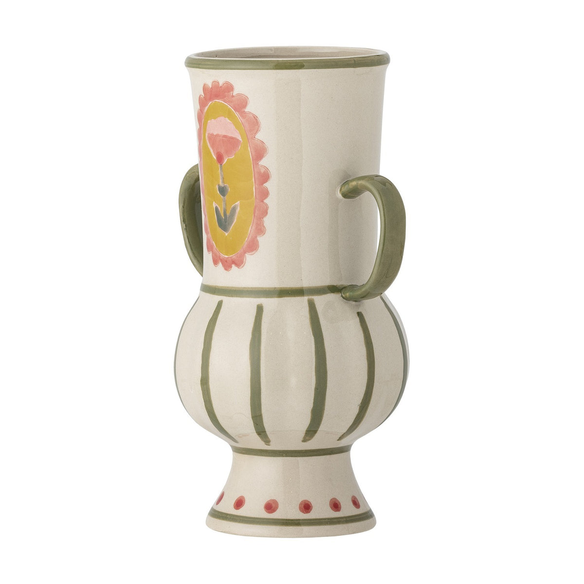 Odina Floral Stoneware Vase 21cm - Cream