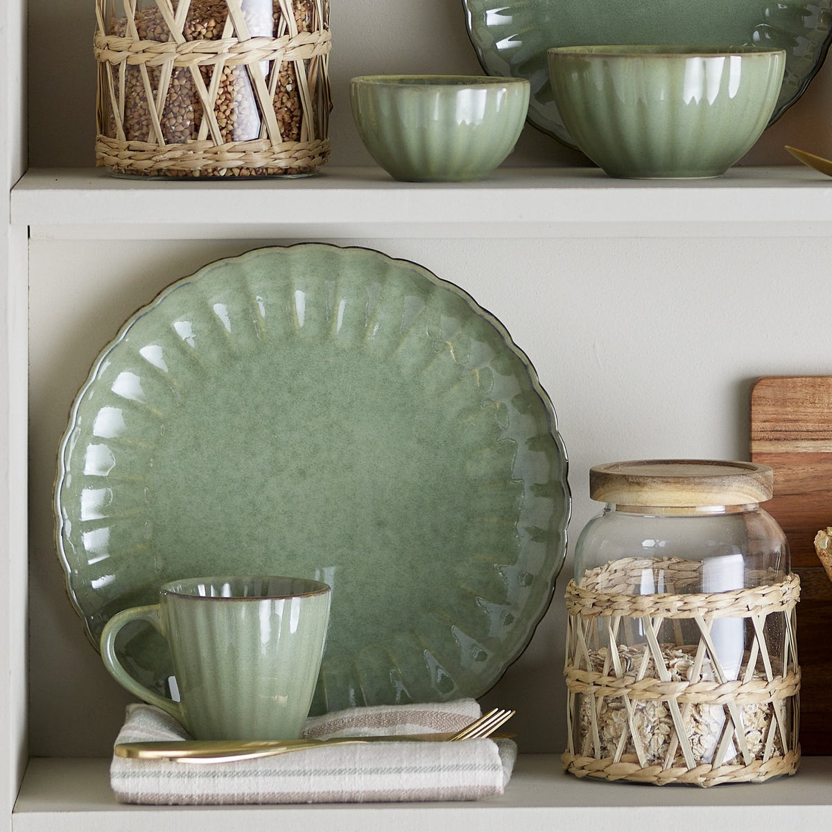 Latina Speckled Stoneware Side Plate - Green