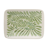 Fauni Leaf Stoneware Plate - Green