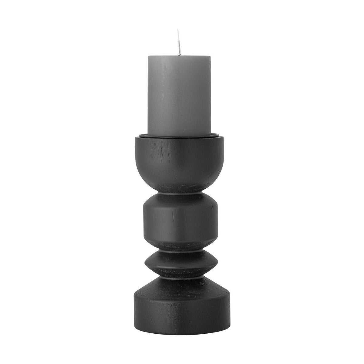 Bowen Wooden Candle Holder - Black