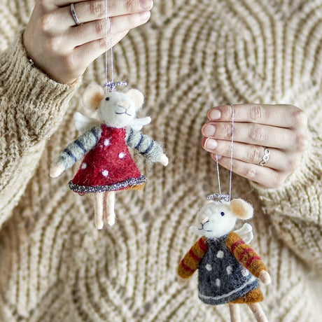 Peo Wool Christmas Tree Decorations Set of 2 - Multi