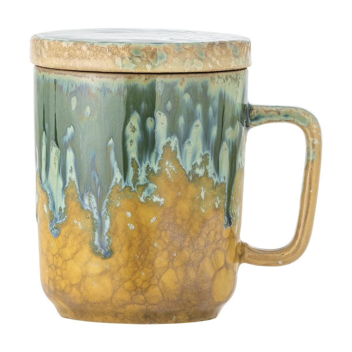 Yuma Stoneware Tea Mug with Lid & Strainer 250ml - Multi
