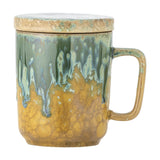 Yuma Stoneware Tea Mug with Lid & Strainer 250ml - Multi