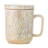 Yuma Beige Stoneware Tea Mug with Lid & Strainer 250ml - Multi