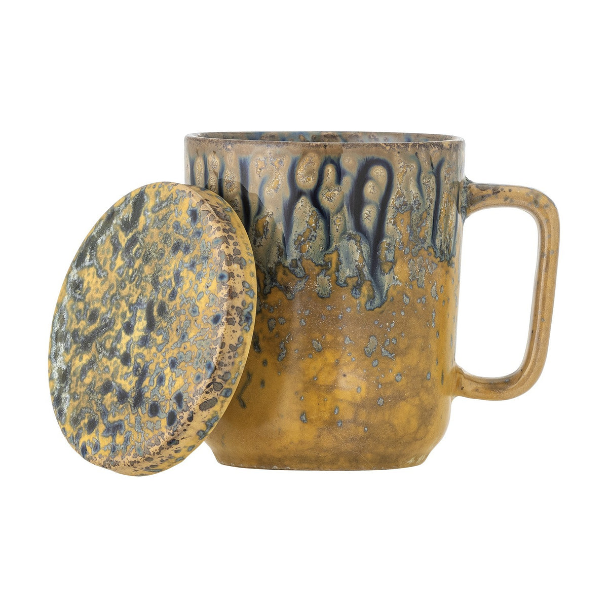 Yuma Stoneware Tea Mug with Lid & Strainer 250ml - Yellow