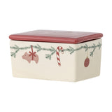 Yule Stoneware Christmas Butter Dish - Cream
