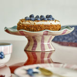 Willa Striped Stoneware Cake Stand - Multi