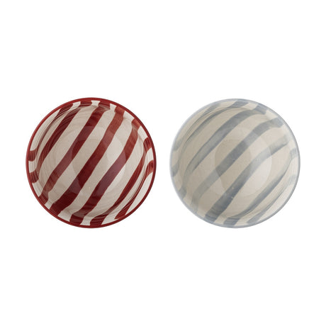 Darby Striped Stoneware Bowls 13.5cm Set of 2 - Multi
